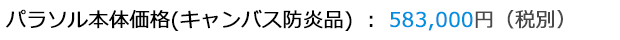 パラソル本体価格(キャンバス防炎品) : 583,000円(税別)