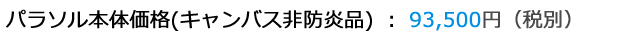 パラソル本体価格(キャンバス非防炎品) : 93,500円(税別)