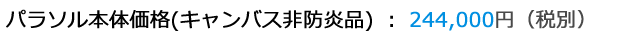 パラソル本体価格(キャンバス非防炎品) : 244,000円(税別)
